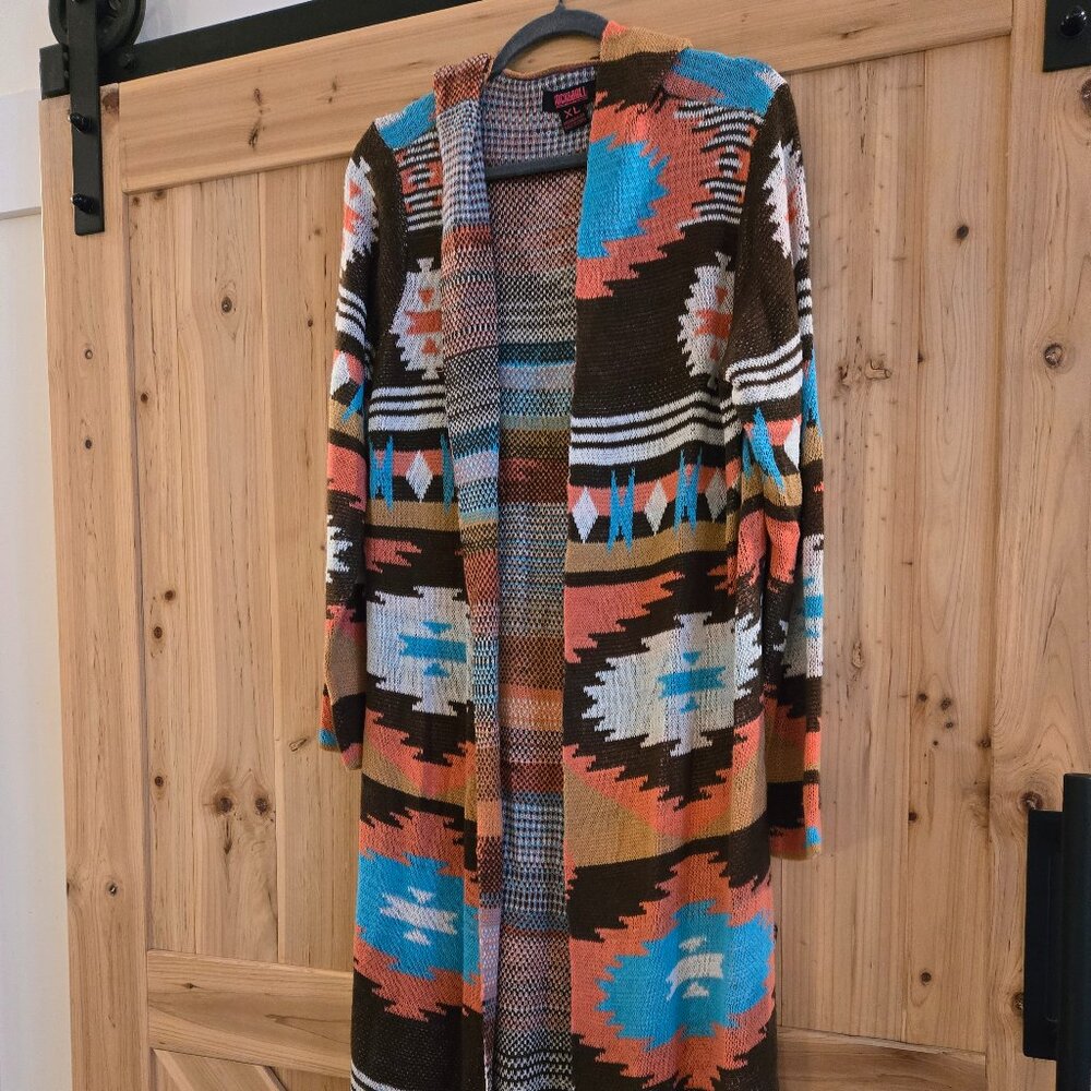 Southwest pattern open cardigan